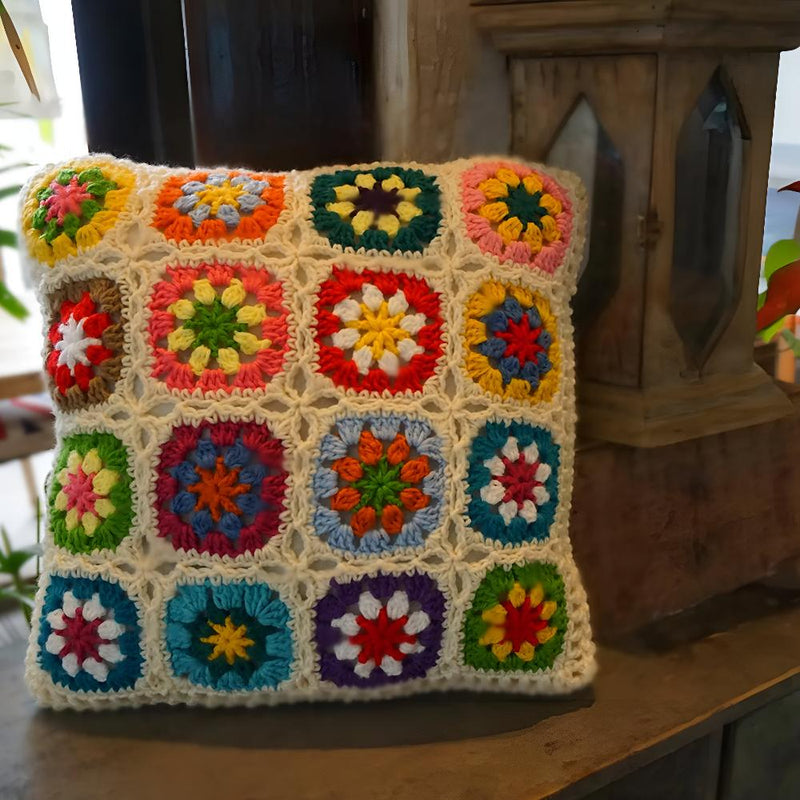 Floral Crochet Cushion Cover