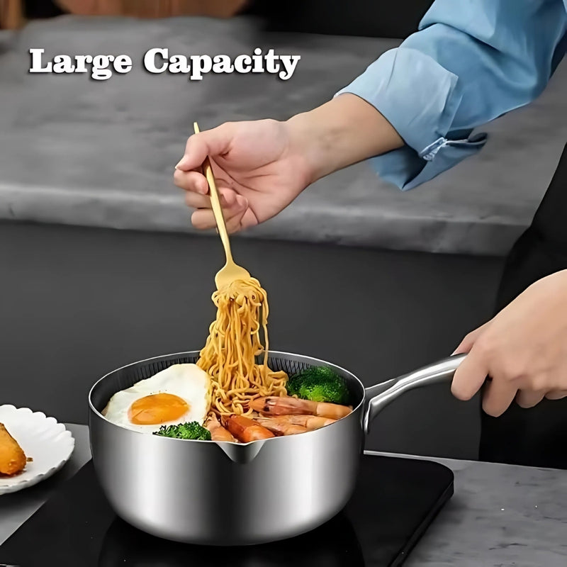 Modern Stainless Steel Saucepan with Glass Lid