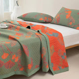 Ginkgo Orange Leaf Floral Pattern Coverlet