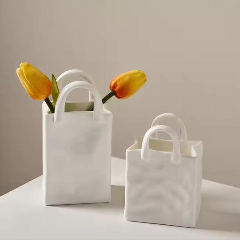 Tote-Style Ceramic Vase