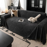 Herringbone Leaf Design Fleece Sofa Cover