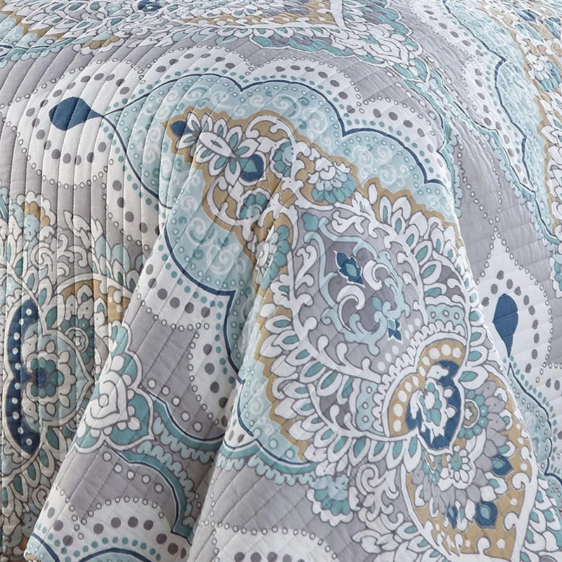 Paisley Aqua Teal Coverlet Set