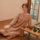 Retro Style Long Sleeve Nightgown