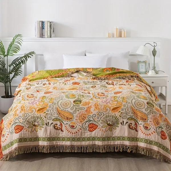 Autumn Leaf Boho Reversible Blanket