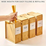 Sliding Bamboo Wood Pasta Grain Storage Container