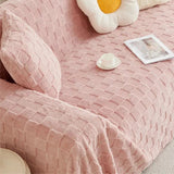 Checkered Plush Velvet Couch Cover