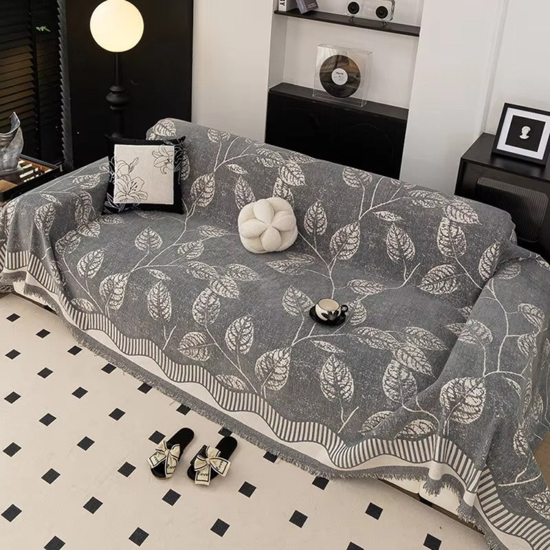Classic Chenille Leaf Sofa Cover