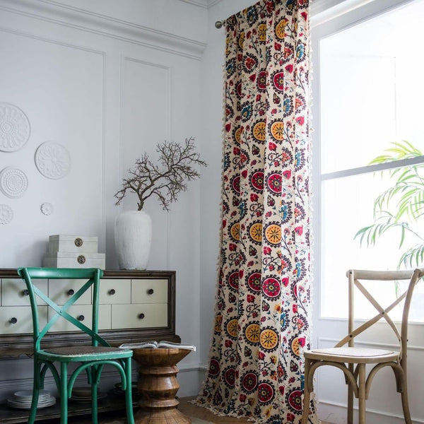 Boho Colour Wheel Bloom Tassel Curtain