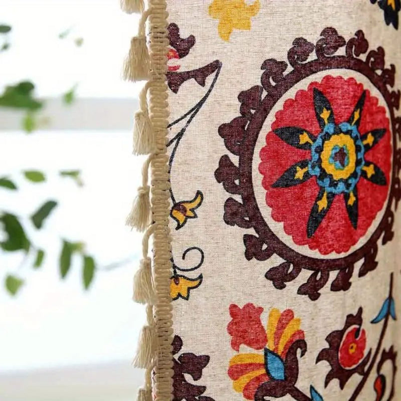Boho Colour Wheel Bloom Tassel Curtain