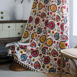 Boho Colour Wheel Bloom Tassel Curtain