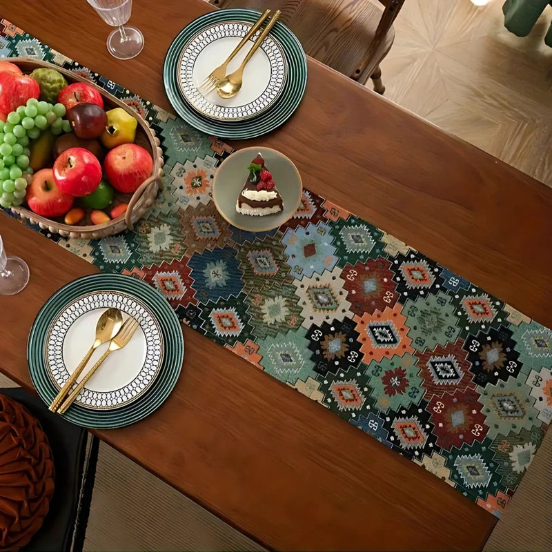 Colourful Geometric Tassel Table Runner Decor