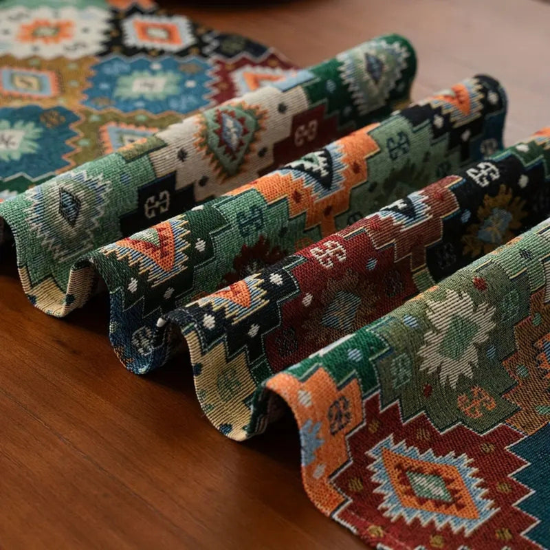 Colourful Geometric Tassel Table Runner Decor