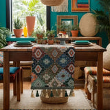 Colourful Geometric Tassel Table Runner Decor