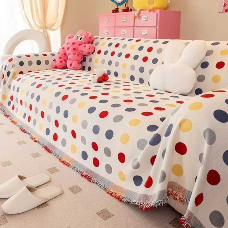 Colourful Polka Dot Sofa Cover