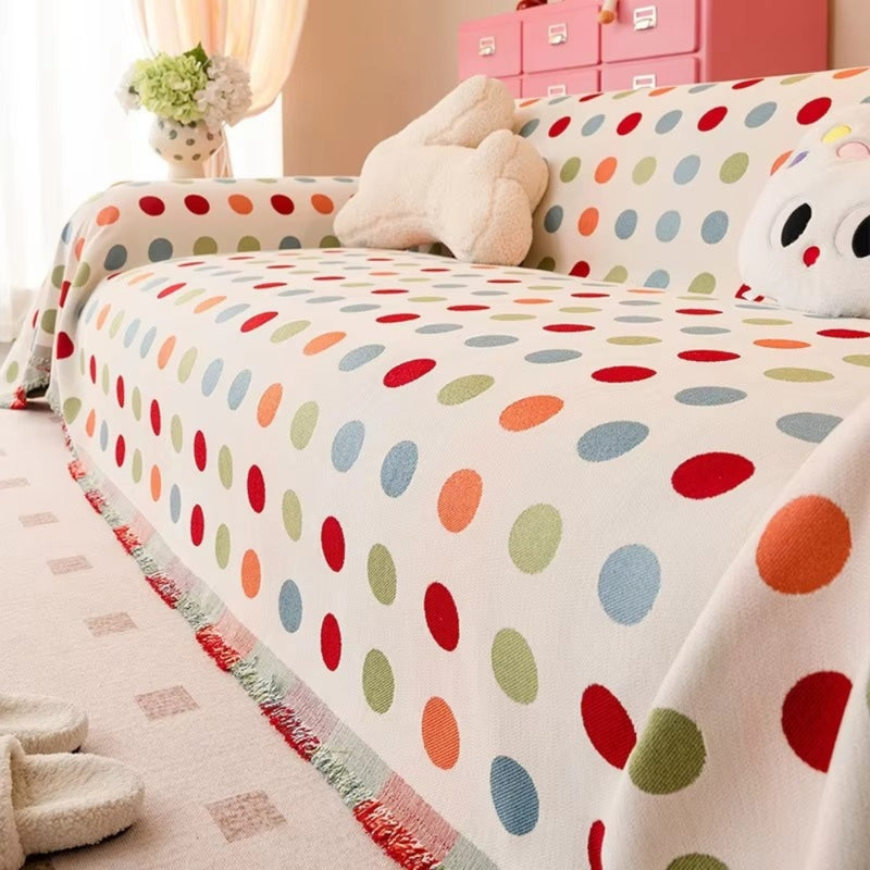 Colourful Polka Dot Sofa Cover