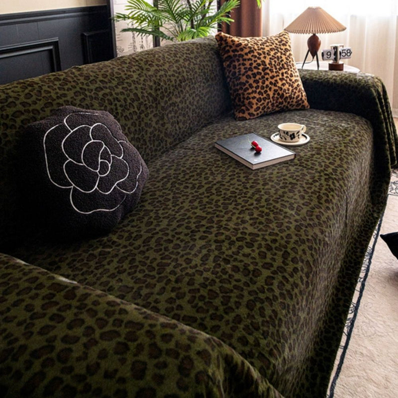 Cosy Leopard Print Sofa Cover