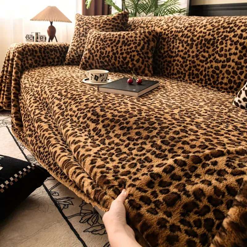 Cosy Leopard Print Sofa Cover