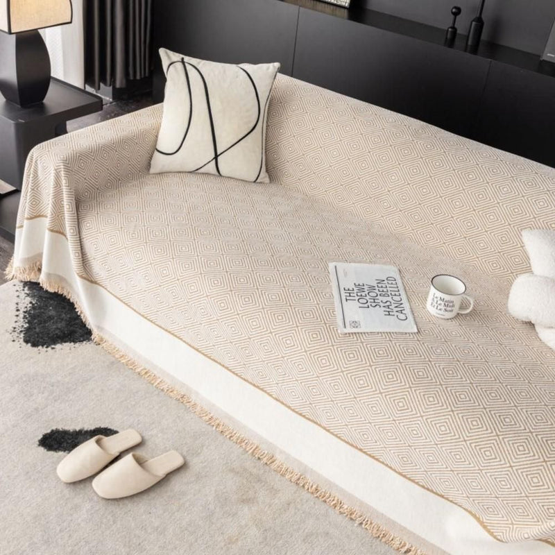 Diamond Geometric Tassel Sofa Cover