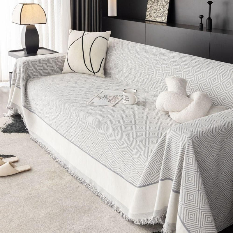 Diamond Geometric Tassel Sofa Cover