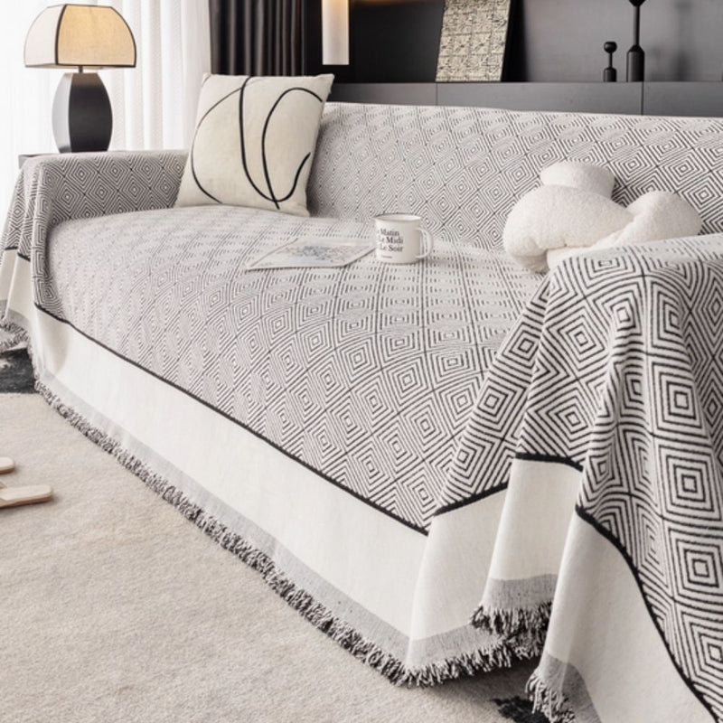 Diamond Geometric Tassel Sofa Cover