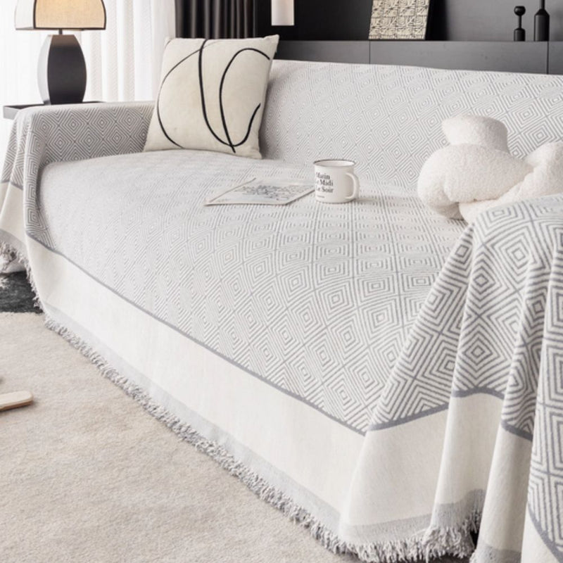 Diamond Geometric Tassel Sofa Cover