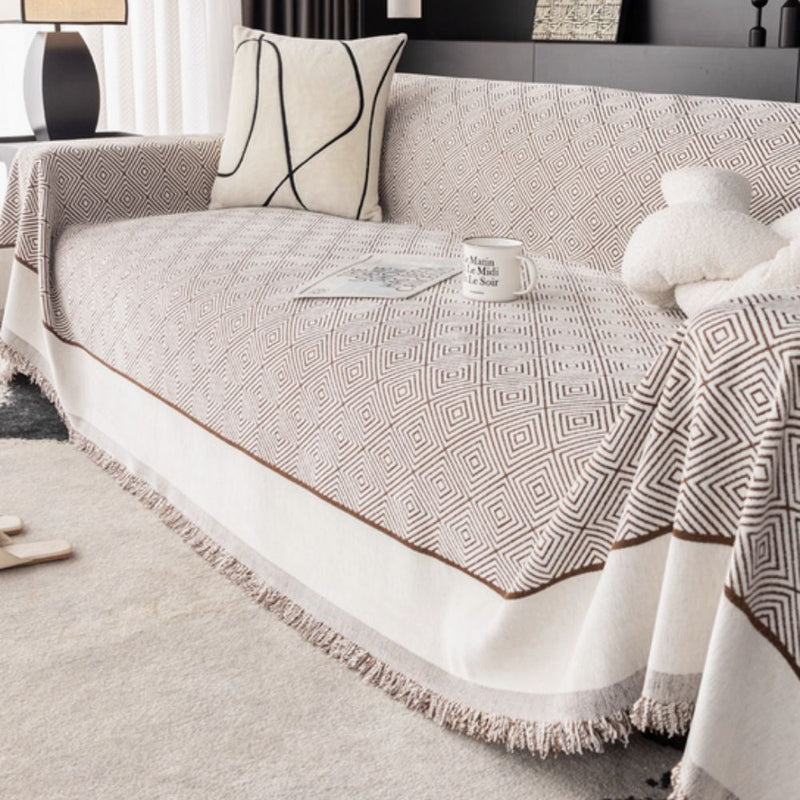 Diamond Geometric Tassel Sofa Cover