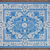 Daisy Bloom Boho Blue Beach Travel Blanket