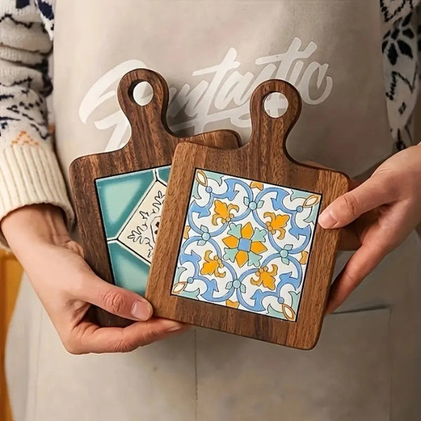Moroccan Ebony Floral Wooden Trivets