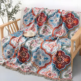 Moroccan Mosaic Tassel Cotton Blanket