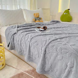 Plush Leaf Cosy Embossed Fleece Throw Blanket