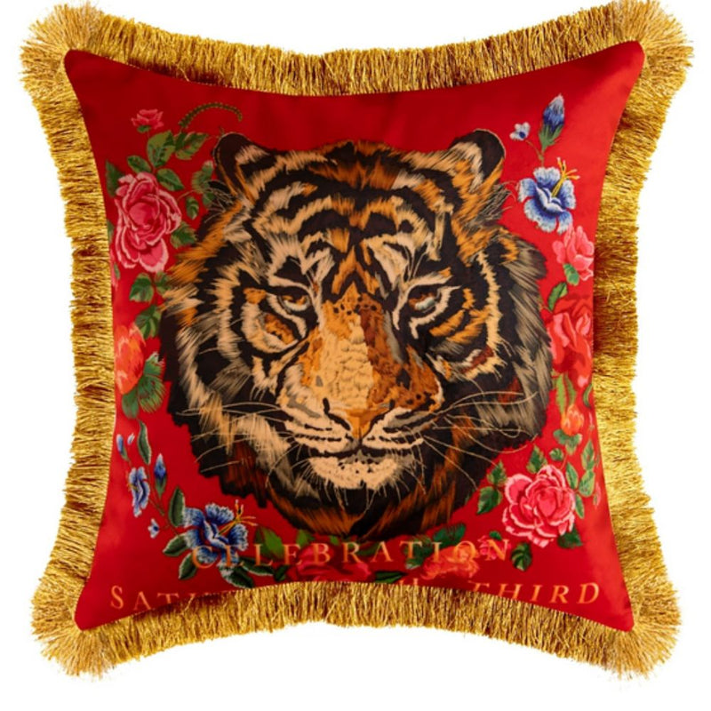Regal Tiger Artistic Velvet Cushion Cover