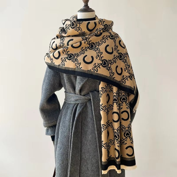 Reversible Crescent Chain Winter Shawl