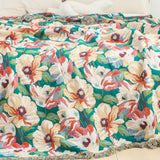 Sunlit Floral Tassel Cotton Blanket