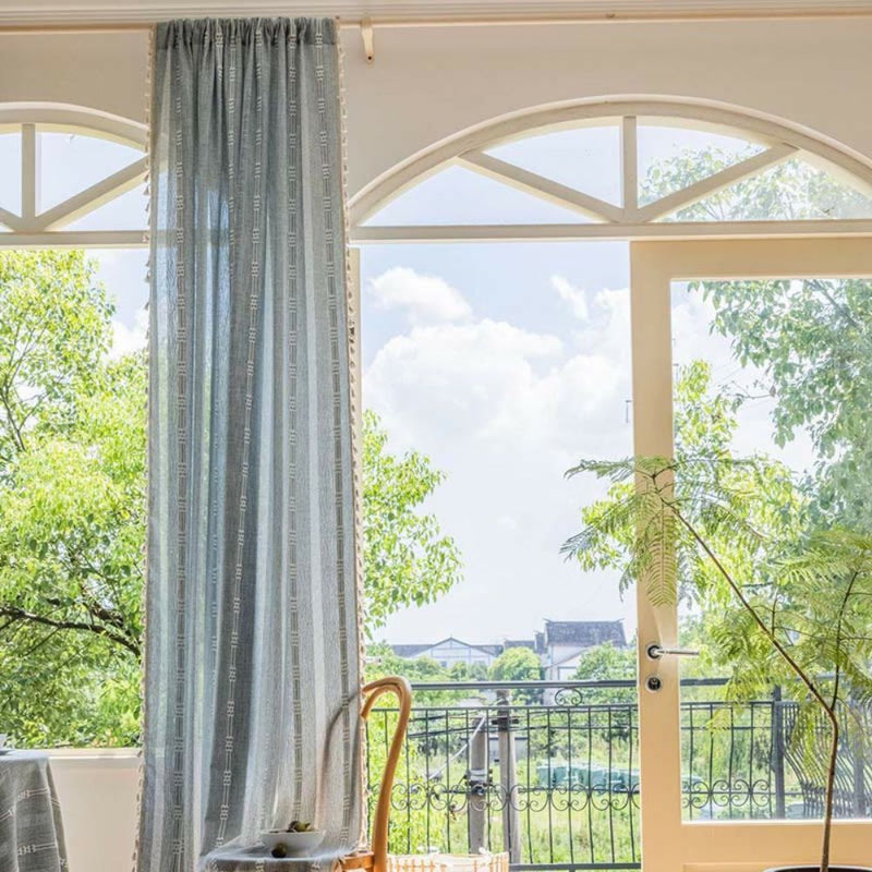 Sunlit Stripes Sheer Tassel Curtain