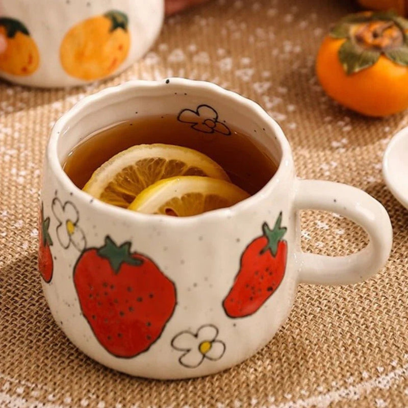 Sunny Fruit Ceramic Coffee Mug Set
