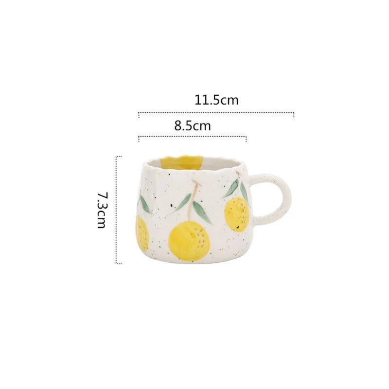 Sunny Fruit Ceramic Coffee Mug Set