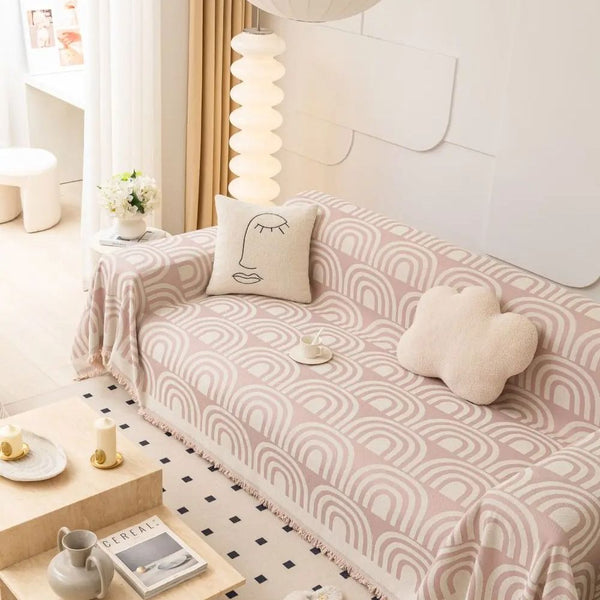 Symmetrical Half-Arch Chenille Sofa Cover