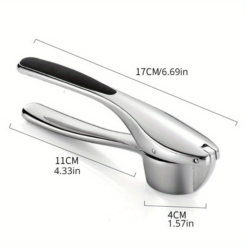 Minimalist Stainless Garlic Squeezer with Non-Slip Handle