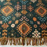 Tribal-Inspired Soft Geometric Fringe Blanket