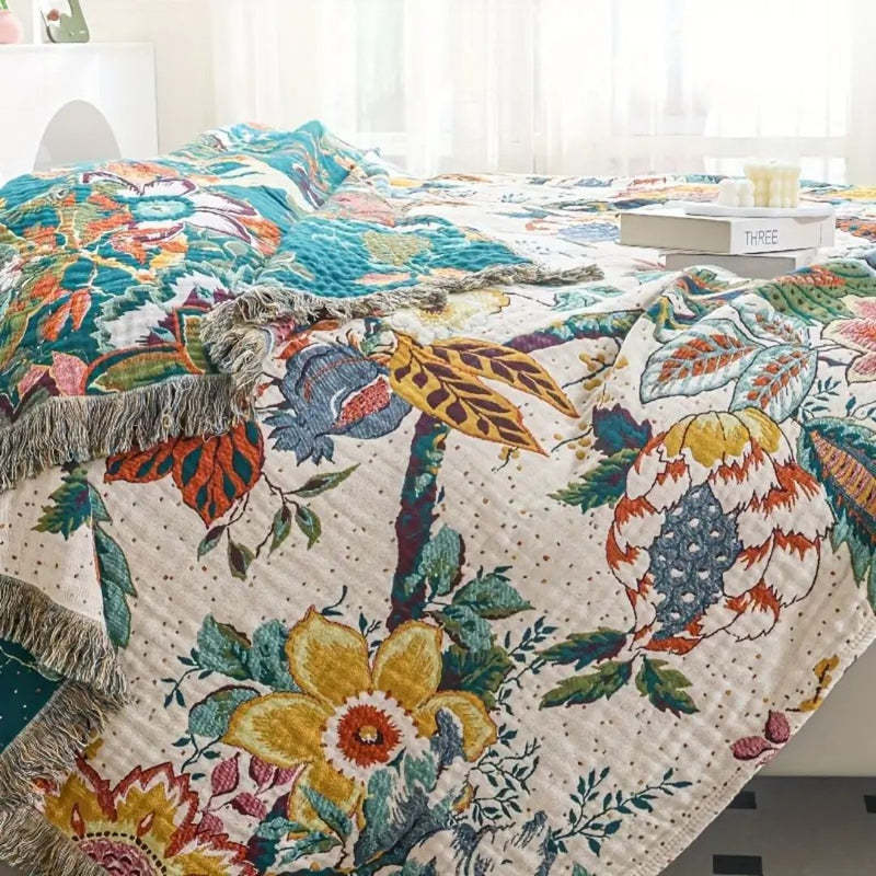 Tropical Bloom Cotton Blanket