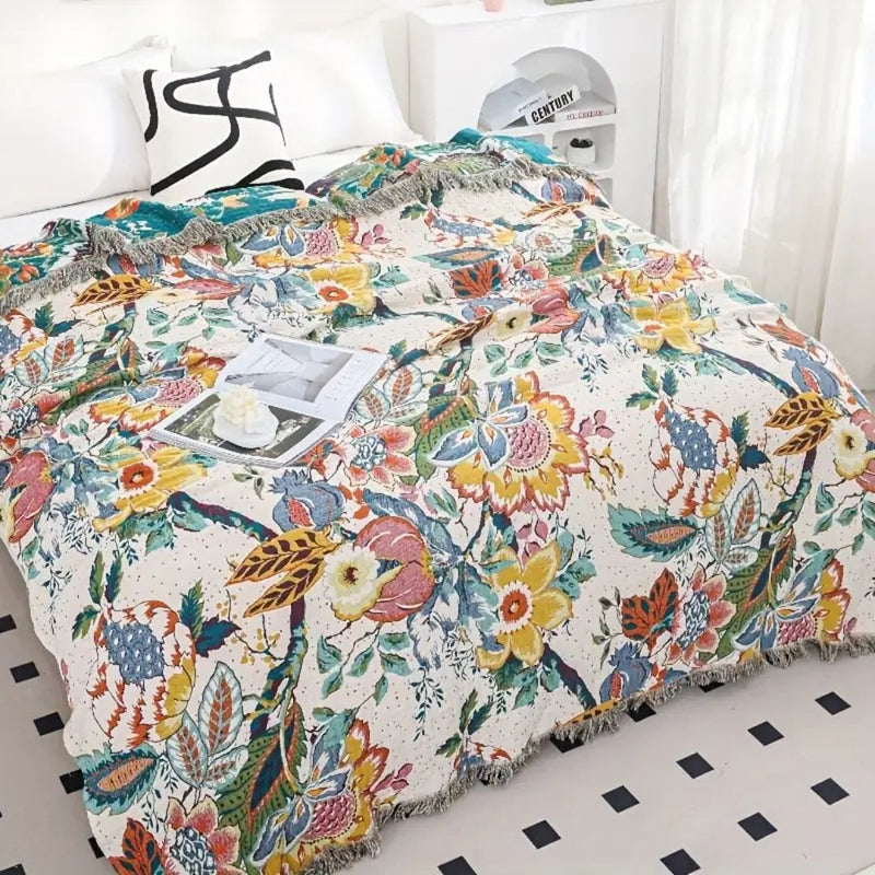 Tropical Bloom Cotton Blanket