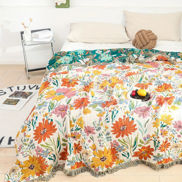 Wildflower Garden Cotton Blanket