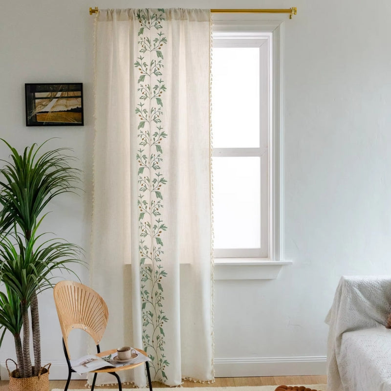 Willow Floral Elegance Tassel Curtain