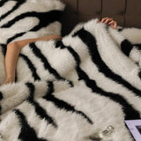 Zebra Print Luxe Faux Fur Blanket