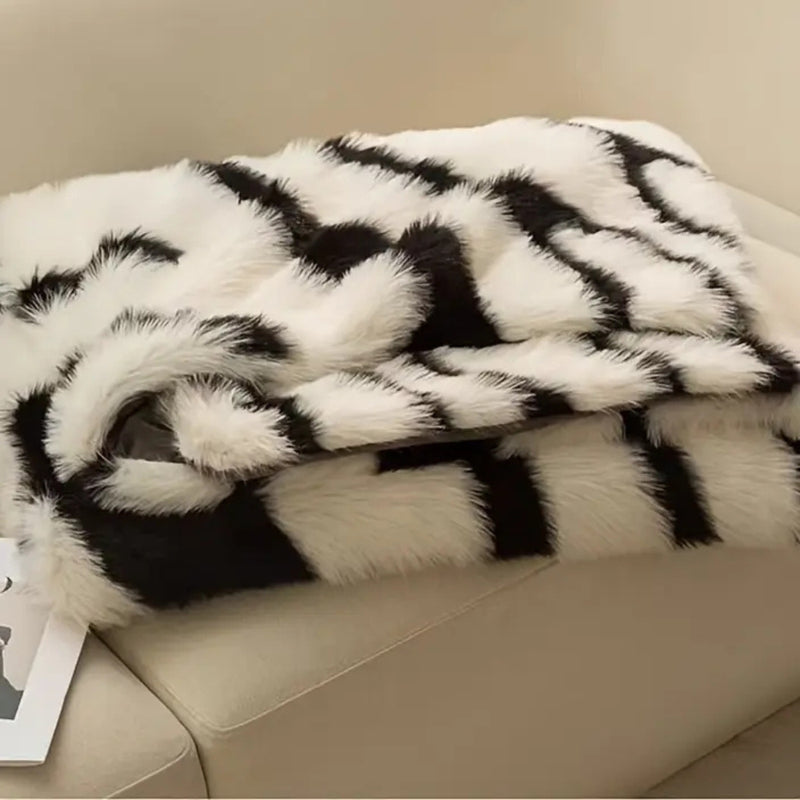 Zebra Print Luxe Faux Fur Blanket