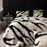 Zebra Print Luxe Faux Fur Blanket