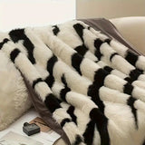 Zebra Print Luxe Faux Fur Blanket