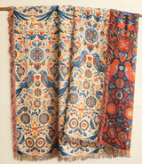 Bird Floral Design Cotton Throw Blanket