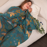 Reversible Scandinavian Bird Throw Blanket