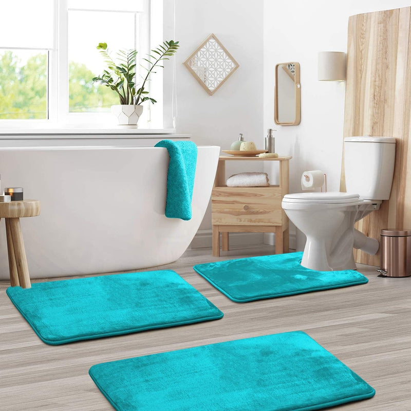 Luxurious Velvet Memory Foam Bath Mat - 3PCS Set